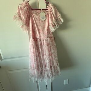 Floral Pink Off-Shoulder Dress